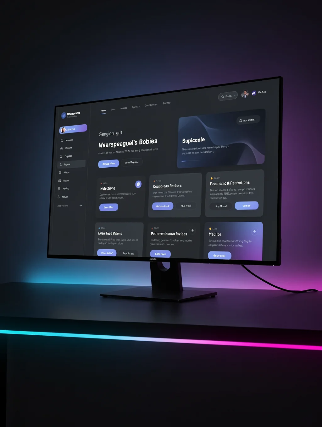 Modern website design interface on a professional display