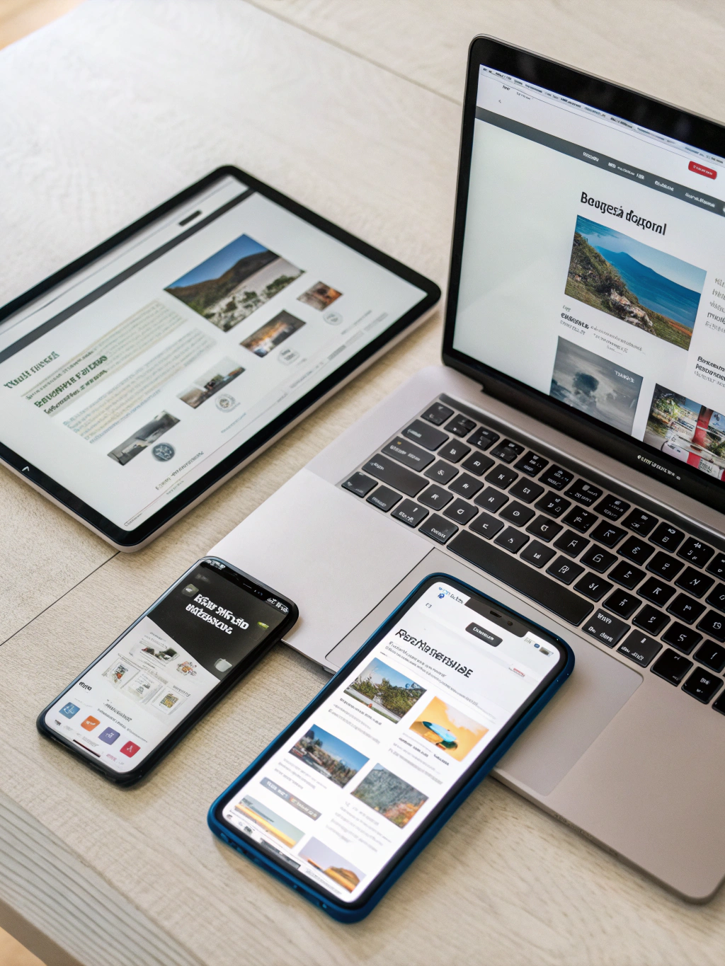 Responsive website design displayed on mobile devices