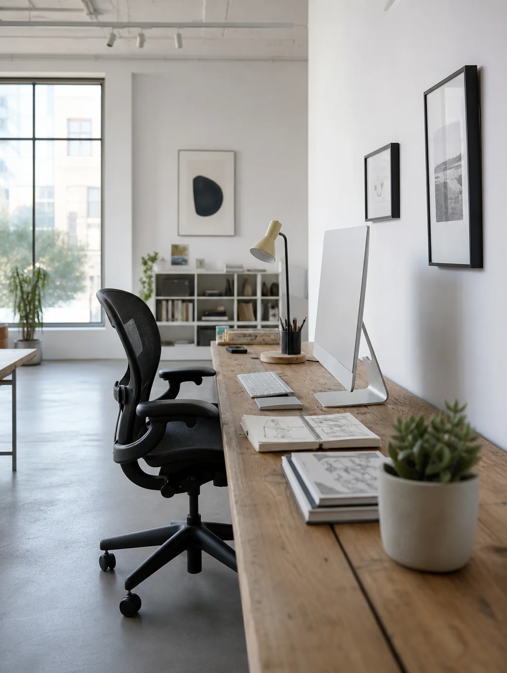Clean modern studio workspace with professional equipment